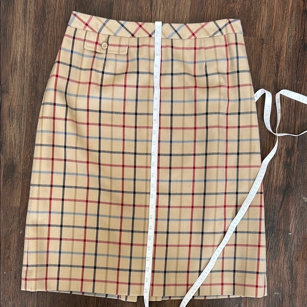 Pendleton Wool Tan, Red, & Blue knee-length pencil skirt  with pocket detail - Picture 7 of 8